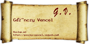 Gönczy Vencel névjegykártya